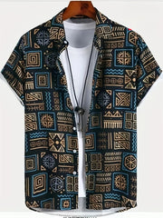 Hawaii Shirts for Men 3D Paisley Graphic Short-sleeved T-shirt Casual Lapel Buttons Male Tops Summer Oversized Bohemian Man Tees