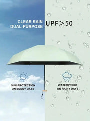 7.5 Inch/19cm Mini Folding Umbrella, Portable Outdoor Sun Umbrella, UV Protection Sunshade Umbrella With Carrying Bag, Sunscreen, 6 Ribs + Thickened Black Waterproof Coating, Ideal For Outdoor, Travel, Summer Sunscreen, Windp