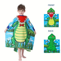 1-Pack of Cute Animal-Themed Polyester Towels for Infants and Children, Absorbent and Quick-Drying Beach Towels, Hooded Poncho Bath Towels, Suitable for Home, Outdoor, and Beach Use, the First Choice for Children's Holiday Gi