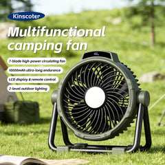 Portable 6 in 1 Outdoor Camping Fan 10000mAh Rechargeable Wireless Tent Ceiling Fan 5 Speed Adjustment Remote Control LED Light