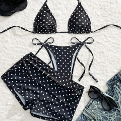 Dot Sexy 3Pcs Bikinis Set Female Swimsuit Women Three-Piece Swimwear Beach Swim Wear Bathing Suits Brazilian Bikini Pool Bather