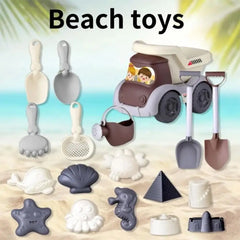 Kids Beach Toy Set: Sand & Water Play Kit with Bucket Hourglass Shovel & Rake Outdoor Summer Garden Toys for Toddlers