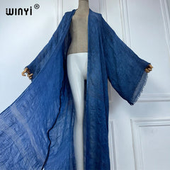 WINYI high quality comfortable Women Soft Cardigan Loose Dress Party Boho Maxi beach Holiday Swimming Cover ups Africa Kimono