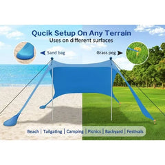 Camping Tent Windproof Pop Up Awning Outdoor Beach Sun Shade UV Ultralight Beach Canopy Tents for Camping Fishing Picnics