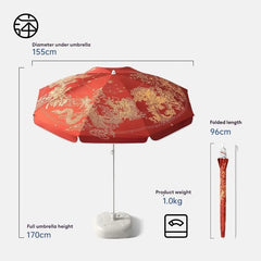 Chinese Style Garden Patio Umbrella Windproof Strong, Portable Camping Beach Umbrella UV Protection, Big Size Sun Patio Umbrella