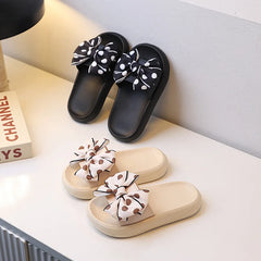 2026Summer Children's Slippers Girls Princess Non-slip Soft Sole Slippers Toddler Girl Shoes Bow Tie Slippers Flip Flops Outdoor