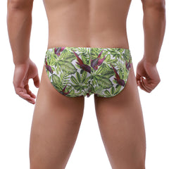 Mens Drawstring Swimming Briefs Quick-drying Print Low Waist Swim Trunks Lace Up Beachwear Bathing Shorts Summer Bikini