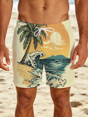 Men's Quick Dry Beach Pants Loose Straight Drawstring Swim Trunks Lightweight Board Shorts for Vacation Pool Party