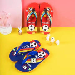 New Summer Baby Boys Girls Slippers Children PVC Cartoon Football Print Flops Flips Beachwear Outdoor Red Blue Green Kids Shoes