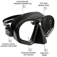 Professional Wet Low Volume Freediving Mask, Tempered Glass Dive Mask, J-Type Diving Mask, Snorkel Set, Buceo, 수영, 스노클링, 마스크