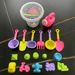 18pcs Beach Toy Set, Children Folding Bucket Summer Sand Pool Beach Game Set, Great Holiday Outdoor Play Tools For Girls Gift