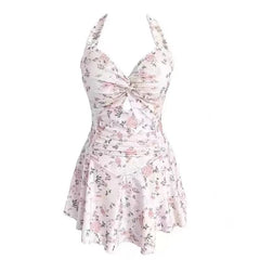 Women Korean Sexy One Piece Swimsuit Tummy Control Slimming High Waisted Bathing Suit Hot Spring Beachwear Elegant Swimsuit
