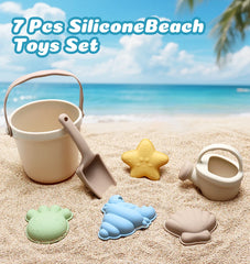 Kids Beach Bucket Set with Silicone Molds (Sea Star, Shell, Crab) | Sand Castle Toys for Outdoor & Sensory Play