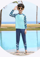 Full Body Boys Swimwear Sun Protection Kids Swimsuit Two Piece Children Long Sleeve Bathing Suit Summer Swimming Pool Clothes