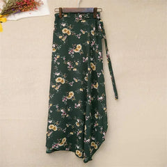 One Piece Split Print Lace Wrap Y2K Skirt Holiday Women High Waist Bodycon Skirt Irregular Beach Skirt