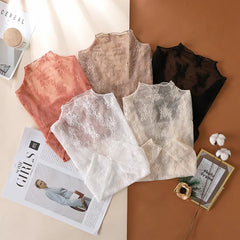 Sexy Women Mesh T-Shirts Transparent Lace Blouse Long Sleeve See Through Tops For Women Bottoming Shirt Sheer Tees Body Crop Top