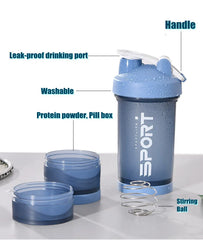 500ML 3-layer Sports Water Bottle Protein Shaker Outdoor Travel Portable Leakproof Drinkware Plastic My Drink Bottle BPA Free