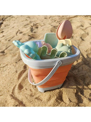 Kids Foldable Beach Bucket Set, Soft Silicone, with Shovels, Rakes, Molds, Portable, Ideal for Beach & Sandpit Play, Kids Gift