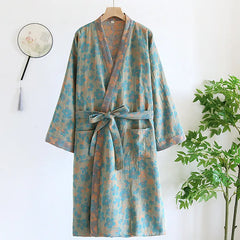 Pure Cotton Robe Women's Pajamas 3/4 Sleeve Spring Autumn Bathrobe Female Winter Morning Loose Home Wear Sleep Wedding Dress