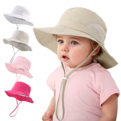 Children's Fisherman Hats for 3 Months to 10 Years Old, Summer Outdoor Sun Protection and UV-Blocking Sun Hats, Mesh Breathable