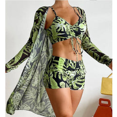 2026 Print Three-Piece Swimsuits Tankini Sets Female Swimwear Push Up For Beach Wear Bathing Suits Pool Women's Swimming Suit