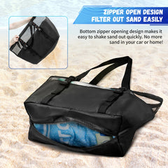 Extra Large Mesh Beach Bag with Zipper Bottom, Oversized Beach Tote Bag for Beach or Pool Trip
