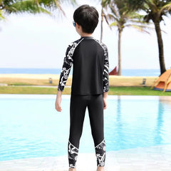 Full Body Boys Swimwear Sun Protection Kids Swimsuit Two Piece Children Long Sleeve Bathing Suit Summer Swimming Pool Clothes