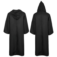 Masquerad Cloak Soft Unisex Hooded Black Robe Witch Long Cape Cosplay Costume Prop Party Performance Supplies Holiday Decoration