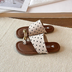 Kids Polka Dot Flip Flops Summer Open Toe Sandals with Metal Buckle Non-slip Soft Sole Beach Slippers for Girls 2026 New 26-36