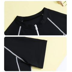 Girls Swimsuit Summer Kids One Piece Bathing Suit Children Beachwear Short Sleeve Solid Swimming Clothes Girl Swimwear