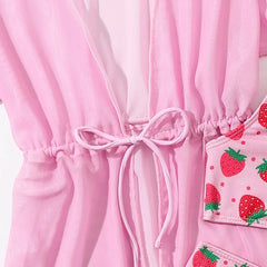 Girls Swimsuit 3 Pieces Swimwear for Kids Summer 2026 Children Bathsuits Beach Cover-Ups Bikini Sets Teenager Clothing