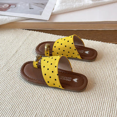 Kids Polka Dot Flip Flops Summer Open Toe Sandals with Metal Buckle Non-slip Soft Sole Beach Slippers for Girls 2026 New 26-36