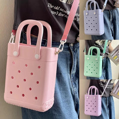 Waterproof Beach Tote Bag EVA Beach Bag Travel Handbag Storage Bag Simple Solid Color Hand Bag Children Outdoor DIY Hole Bags