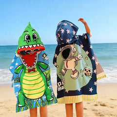 1-Pack of Cute Animal-Themed Polyester Towels for Infants and Children, Absorbent and Quick-Drying Beach Towels, Hooded Poncho Bath Towels, Suitable for Home, Outdoor, and Beach Use, the First Choice for Children's Holiday Gi