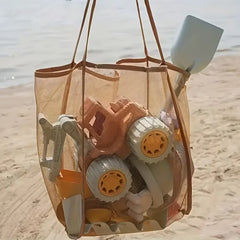 Mesh Tote Bag for Beach Swimming Storage Organizer Summer Foldable Beach Bag Toy Storage Clothes Organizer Bathroom Packaging