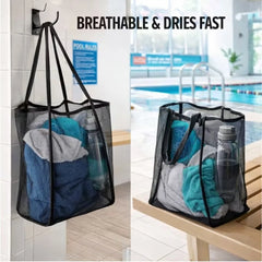 Mesh Tote Bag for Beach Swimming Storage Organizer Summer Foldable Beach Bag Toy Storage Clothes Organizer Bathroom Packaging