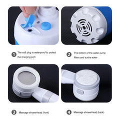 Portable Camping Shower Pump with Digital Display 4000mAh Upgraded Rechargeable Electric Shower Pump Camping Beach Dormitory