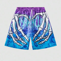 Elastic Waist Jogging Shorts Swim Trunks Board Shorts Summer New Beach Shorts With Hand 3D Print Y2k Shorts For Men