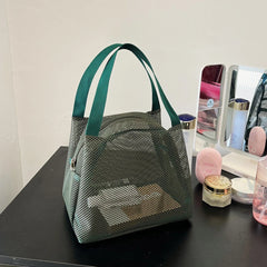 Large Capacity Travel Mesh Bag Portable Cosmetic Zipper Pouch with Handle New Design Makeup Toiletry Beach Bag