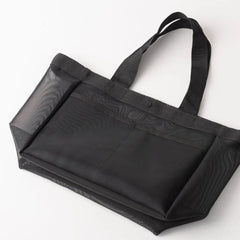 Solid color gauze handbag transparent storage bag shoulder bag beach bag Large capacity mall transparent net shopping bag 1 pc
