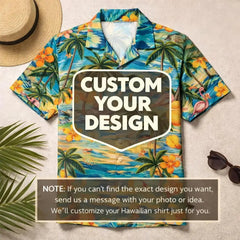 New Men Palm Tree Print Hawaiian Shirt Tropical Beach Aloha Shirt Casual Short Sleeve Button Down Summer Vacation Shirts