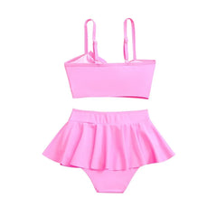 Girls Bow Bandeau Bikini Two Pieces Swimsuit Kids Ruffle Skirt Children's Swimwear 5-14 Years Teenager Bathing Suit Beach Wear