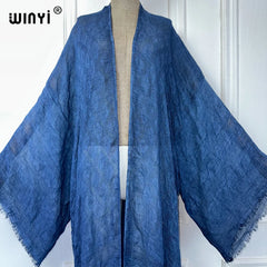 WINYI high quality comfortable Women Soft Cardigan Loose Dress Party Boho Maxi beach Holiday Swimming Cover ups Africa Kimono