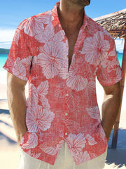 Men's Shirt 2024 Flower Pattern Short Sleeve Polo Neck Shirt Summer New Comfortable Fabric Hawaiian Shirt Plus Size XS-5XL