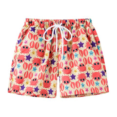 Boys Cartoon Print Beach Shorts Summer Quick Dry Swim Trunks Kids Casual Board Shorts Toddler Swimwear Bathing Suit For 2-8Y