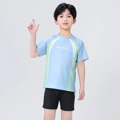Kids Boy Swimsuit Summer Children Board Shorts Sets Boys Split Short Sleeve Quick Drying Boys Swimwear Beach Surfing Swimsuits