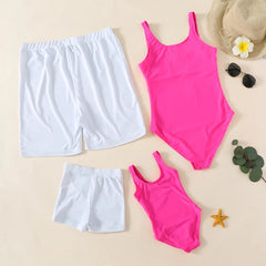King Queen Swimsuit Family Matching Outfits One-Piece Mother Daughter Swimwear Beach Mommy and Me Clothes Father Son Swim Shorts