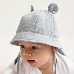 Newborn Boys Girls Bucket Hat Summer Kids Toddler Panama Cap 0 to 12 Months Soft Cotton Baby Sun Hat With Ears Cute Bunny