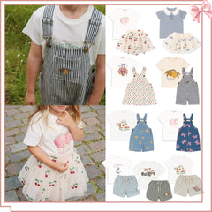 Boys Denim Overalls 2025 KS Girls Cute T-shirt Skirt Boy Simple Cool Tee Tops Shorts Baby Kids Beach Shorts Children Clothes Set