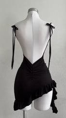2025 popular European and American new dress with summer high-end feel Y2K sexy backless lace up spicy girl's hip hugging skirt